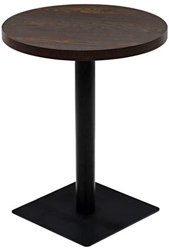 Festnight Biertisch Bistrotisch MDF und Stahl Rund 60×75 cm Dunkle Esche