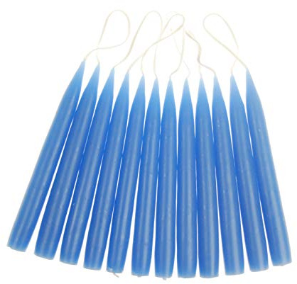 hdg Baumkerzen 12er Pack handgefertigte Kerzen aus Dänemark Ø 1,3 cm / 12 cm, Kerzen Farbe:Mittelblau