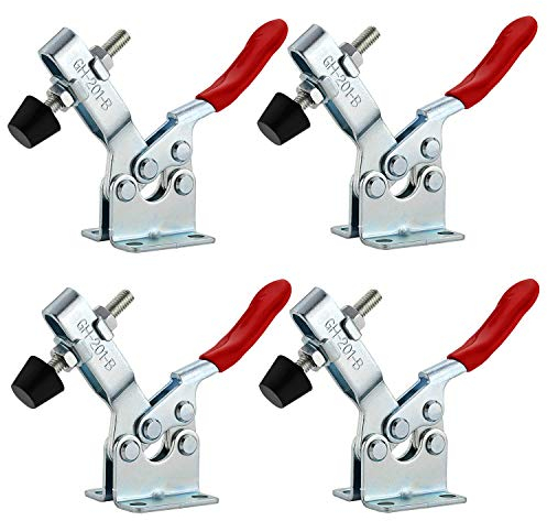 EXLECO Schnellspanner GH-201-B 4 Stück Metall Horizontal Toggle Clamp Handwerkszeug 100KG 126lbs Vertikaler Kniehebelspanner Quick Release Clamp