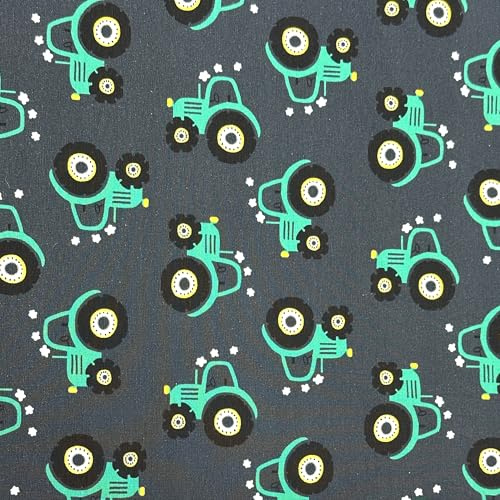 MAGAM-Stoffe Traktor Ben marine dunkelblau Jersey Stoff Oeko-Tex Meterware 50cm