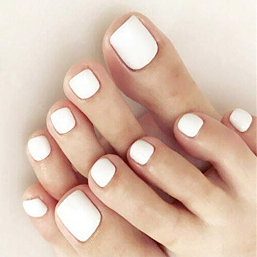 Brishow Künstliche Nägel Fuß Falsche Zehennägel Ballerina Acryl Zehennägel zum Aufkleben Press on ToeNails 24St. Für Frauen und Mädchen (a)
