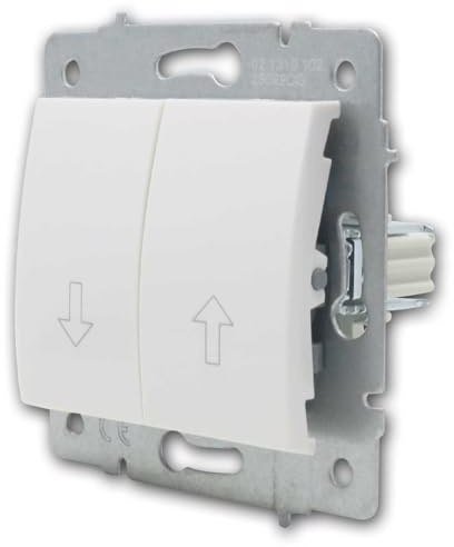LOGI Jalousie-Taster, Rolladen-Schalter, weiß glänzend, ohne Rahmen, Schraubklemmen, passend für Montagedose Ø60mm