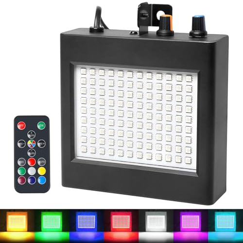 Luz estroboscópica a todo color, 108 luces LED estroboscópicas atómicas con control remoto para fiesta