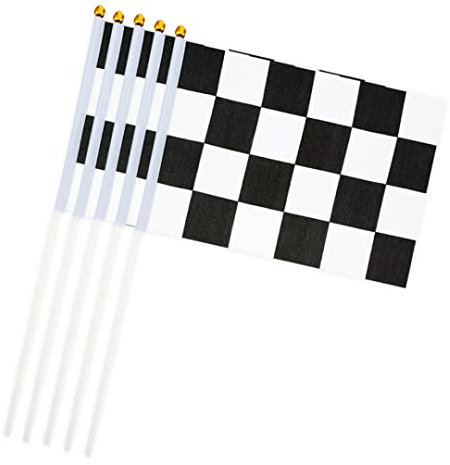 10 PCS Mini Main Drapeau International à Damier Rond Haut - Noir et Blanc, Drapeaux Nationaux Pour Décorations De Fête Fournitures