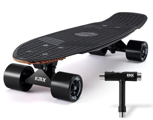 KMX Skateboard 22 Inch, Classic Cruiser Skateboard for Beginners and Advanced Skaters, Mini Cruiser Board for Boys, Girls, Kids, Students, Adults, Teens Penny Board(22 Black Flame)
