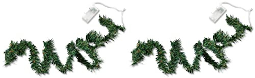 20 LED Lichterkette Tannen-Girlande grün 200cm 2 Stück batteriebetrieben Timer Lichtergirlande Deko Leuchtdraht Winter Weihnachten