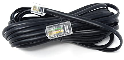 DRUT 5m Flat RJ11 to RJ45 Male to Male 4 wire Broadband Modem Cable Lead 16.5ft Black