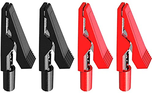 Greluma 4 Pz Morsetti a coccodrillo isolati, morsetti elettrici a coccodrillo per sonde di prova da 2 mm e spine a banana