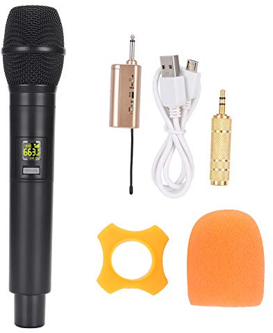 Microfono, Microfono Portatile Ricaricabile UHF, Microfono Wireless, con Mini Ricevitore, Batteria di Supporto