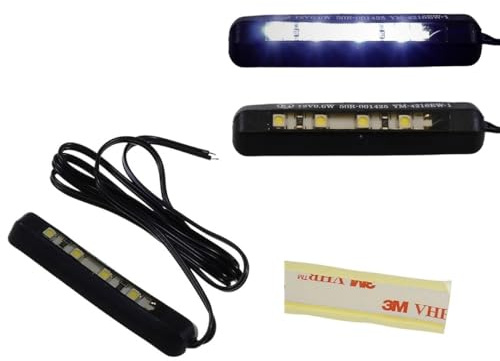 2Extreme 12V flexible Klebe LED-Nummernschildbeleuchtung 60x5x13mm, 4 LEDs | Schwarzes Kunststoff/Gummi-Gehäuse, 635 mm Kabellänge; kompatibel mit Roller, Motorrad, Schaltmoped, Quad, Mofa, Vespa
