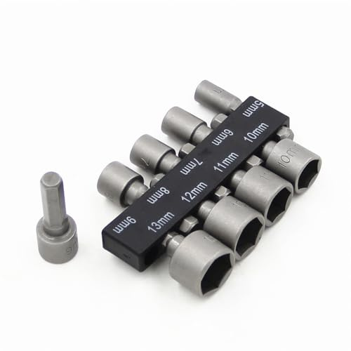 9 Stück Steckschlüssel Set,5-13mm Stecknuss Bit Adapter,1/4 Zoll Sechskantschaft Innensechskant Satz,Nuss Adapter für Bohrer oder Akkuschrauber, Bitsatz für Akkuschrauber