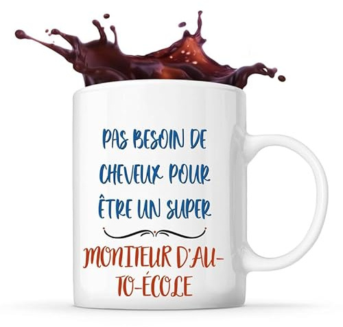 Planetee Mug Moniteur d'auto-école Pas Besoin de Cheveux | Tasse Cadeau Travail Métier Départ Retraite Collègue Anniversaire Noël