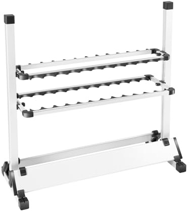 ROGONPDK Rutenständer, 24 Ruten Aluminiumlegierung angelrutenständer für Innen und Außenbereich Angel Ständer Halterung 73x32x72CM Abnehmbares Design Vertikal Rutenständer