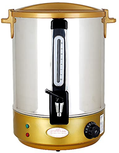 ANSNOW Dispensador de Caldera de Agua Caliente, Caldera de Té con Medidor de Agua, Urna de Cateeléctrica Ajustable, para Elaboración de Cerveza/Buffet/Comercial/Oro/30L