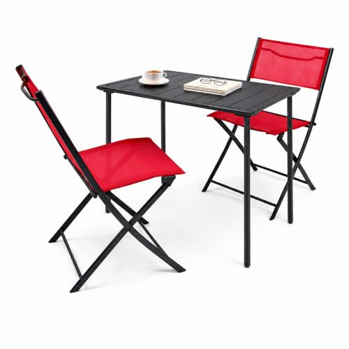 VCM Gartenmöbel-Set 80x55x79 cm 3-TLG Metall Sitzgruppe Essgruppe | Sitz- und Essgruppe für draußen - Garten, Terrasse oder Balkon - für 2 Personen - Metall, Textilene - 3-tlg