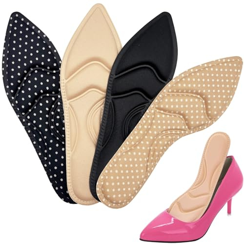VZXQX Solette Scarpe Tacco Alto, 4 Paia Solette Scarpe Donna Tacchi Memory Foam Inserti Solette per Scarpe Grandi, Cuscinetti per Piedi Metatarsali Comfort Solette Scarpe Ridurre Numero Antiscivolo