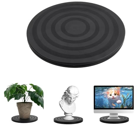 20cm Multiuso Giradischi Girevole, 360° Supporto Girevole Base Rotante con Cuscinetti a Sfera, Piattaforma Roteante Supporto Girevole Manuale per TV Monitor Artigianato Piante Bonsai, Nero