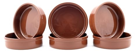 Hanseküche Juego de cuencos para tapas en marrón, fuente para horno, cuencos Cazuela, 200 ml de volumen, diámetro de 12,5 cm, cuencos de postre de arcilla, cuencos mediterráneos, cerámica tradicional