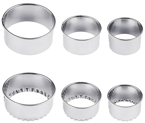 6 Pieces Round Cookie Cutter, Stainless Steel Cookie Cutter, Pastry Cutter for Baking, DIY Baking Mold Set for Cookies, Dumpling Wrappers, Cakes, Donuts