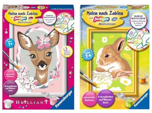 Ravensburger Malen Nach Zahlen - Süßes Reh & Häschen Flecki - Für Kinder Ab 7 Jahren