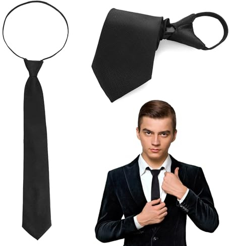 2 Stück Schwarze Krawatte Herren 48 Cm Verstellbarer Krawatten Für Herren Mit Reißverschluss Vorgebundene Knoten Herren Für Krawatten Hochzeit Schlips Sicherheitskrawatte Trauerkrawatte Für Herren