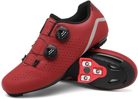 JiuQing Cykelskor Herr Dam Road Mountainbike Skor Andas Bekvämt Kompatibel med Peloton Delta Cleats,Red,43 EU