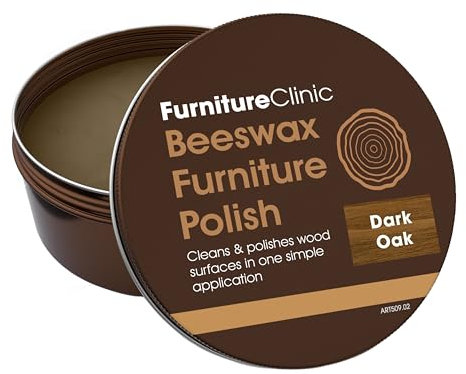 Furniture Clinic Dark Oak Coloured Beeswax Polish for Wood & Furniture - 200ml – Natural Finishing Wood Wax for All Types of Furniture & Wooden Surfaces - Colour, Protect & Enhance Wood
