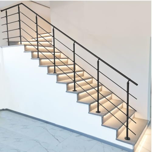 parpyon® Ringhiera Scala in ferro Grigio Grafite Stile Industrial Uso Interno Balaustra Fissaggio a montaggio FACILE fai da te Passamano Parapetti scale (A Pavimento, 1,5 MT)