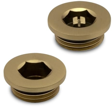 Brushed Brass Bleed Valve & Blanking Plug Set for Radiators & Towel Rails ½ BSP