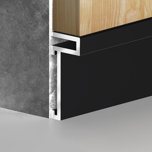 Raouoae Battiscopa in Alluminio 125 Cm X 2 Pezzi per Pavimento Laminato Facile da Installare Design Moderno per Arredamento Interno(Style: A)