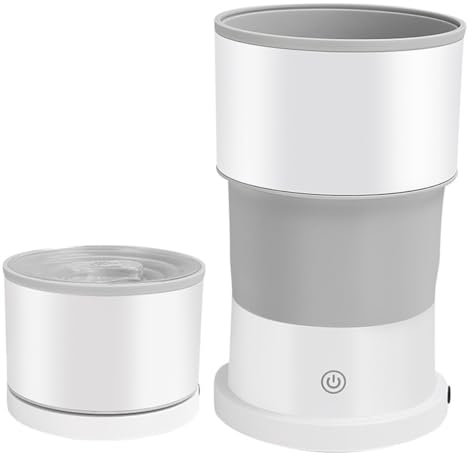 zhyunvd Mini Washing Machine, Foldable Small Smart Laundry Machine,Home Mini Washing Machine,for Baby Clothes,Underwear or Small Items,Apartment,Dorm, Camping,RV Travel Laundry Grayish white