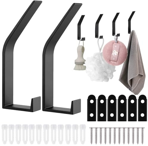 6Pcs Ganci Appendiabiti Parete Acciaio Inox Nero Moderno, Gancio Abiti Appendi Design Muro, Gancetti Attaccapanni Appendini, per Bagno,Camera,Armadietto,Studio, Letto, Ufficio,Accappatoio,Porta