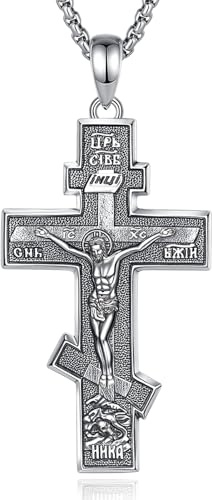 EUDORA Harmony Ball Sterling Silber 925 Caravaca Kreuz Kette Heilige Christophorus Heilige Benedikt Heilige Joseph Heilige Maria Wundertätige Medaille Erzengel Medaille für Damen Frauen Herren