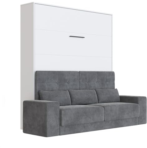 SMARTBett Schrankbett M1 140x200 Vertikal mit Sofa Anthrazit Weiss