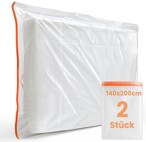 2PCS Housse Matelas 140x190/200 (Haut 30cm), Protege Matelas Imperméable à Double Fermeture éclair, Housse Protection Matelas pour Matelas pour e Rangement et Déplacement, Réutilisable Protège Matelas