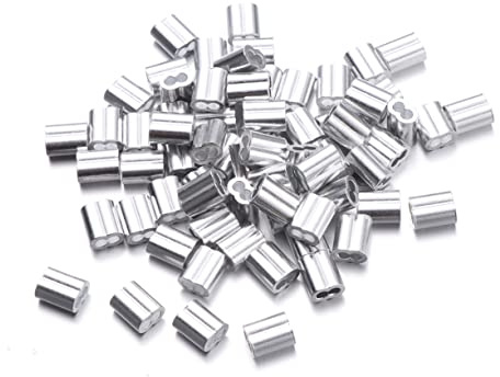 Hohopeti 100piezas Hebilla De Aluminio Con Doble Orificio Para Unión De Cuerda De Acero Para Atar Objetos Aproximadamente Diseño