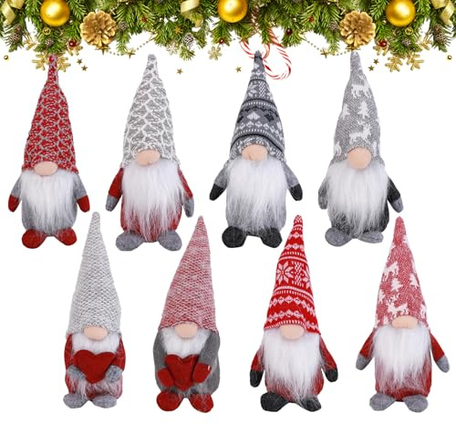 ilauke 8 Stück Weihnachts-Wichtel, Weihnachtsdeko, Skandinavische Deko, Winterliche Zwergen-Figur, Weihnachten Puppe Süße Zwerg Figuren Geschenk Für Weihnachten Dekoration