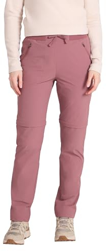Mountain Warehouse Explorer Womens Zip Off Trousers - Quick Drying Pants, UV Protection Bottoms - Spring Summer, Hiking, Camping & Outdoors Dark Pink (Regular Length) 12