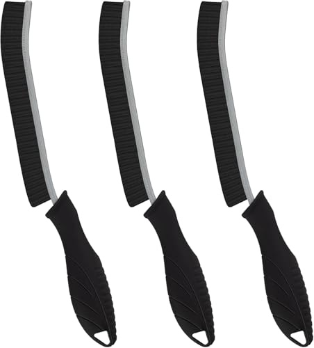 Spazzola per Fughe Professionale | Set di 3 Pezzi Nero | Manico Ergonomico, Setole Rigide e Resistenti | Lunghezza 25 cm | Pulizia Pavimenti, Bagno, Doccia e Finestre