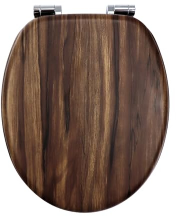 Fanmitrk WC Sitz mit Absenkautomatik, Toilettendeckel aus Holz, Stabil Klodeckel mit Soft Close, Toilettensitz Einfache Montage, Klobrille mit Viele Holzmaserungsmuster