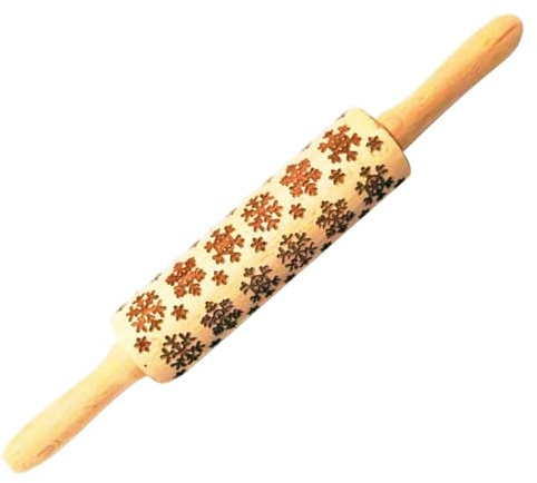 Mattarello in rilievo 14 fiocchi di neve Mattarello in legno inciso per la festa di Natale Cucina Strumento per biscotti rilievo