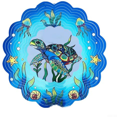 Éolienne rotative pour jardin, carillon à vent rotatif à suspendre pour intérieur et extérieur, cour cinétique, décoration artistique (en forme de tortue)