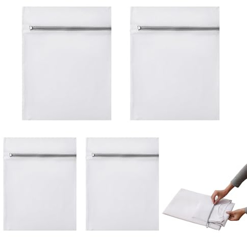 WUERKIYA Sacchetti Lavatrice Biancheria 4 Pezzi Retina con Cerniera Resistente 30x40 40x50 cm Proteggi Indumenti delicati Intimo Reggiseni Calzini Lavaggio Viaggio organizzazione