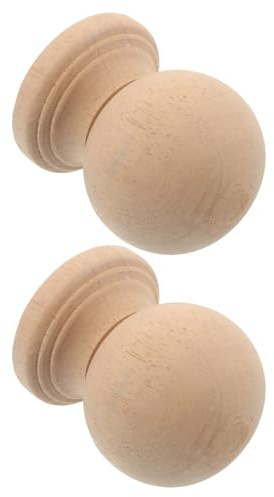 BESPORTBLE Boule d Escalier en Bois Dur Non Finition, Embouts de Poteaux de Clôture Classiques en Bois Beige, Décorations Intérieures pour Balustrade d Escalier, Lot de 2 Pièces