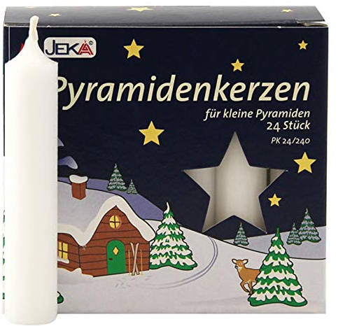 24er Pack Pyramidenkerzen klein, weiß ca. 14 x 74 mm (24 x 24 Stück) Weihnachtskerzen, Adventskerzen, Christbaumkerzen, Baumkerzen, Kerzen