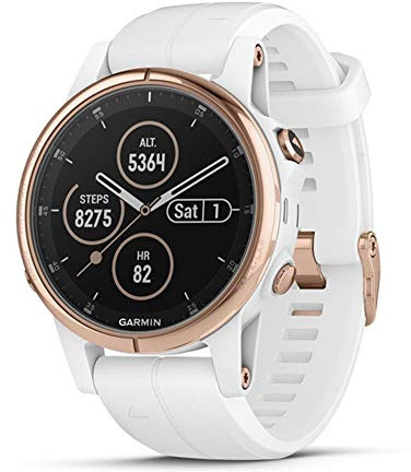 Garmin fenix 5S Plus, Smaller-Sized Multisport GPS Smartwatch, Features Color Topo Maps, Heart Rate Monitoring, Music and Contactless Payment, White/Rose Gold