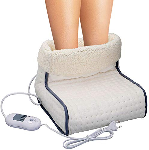 Bakaji Scaldapiedi Elettrico Materiale traspirante peluche extra-morbido, Riscaldamento rapido con 100 watt, 3 impostazioni di temperatura, Ampio spazio per i piedi, Lavabile in Lavatrice