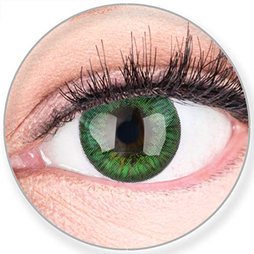 Glamlens SILICONE COMFORT SOFT Grüne Farbige Kontaktlinsen Fresh Mint Grün ohne Stärke -Stark Deckend für Helle Dunkel Braune Schwarze Augen + Behälter - 2 Stück- DIA 14.50-0.00 Dioptrien