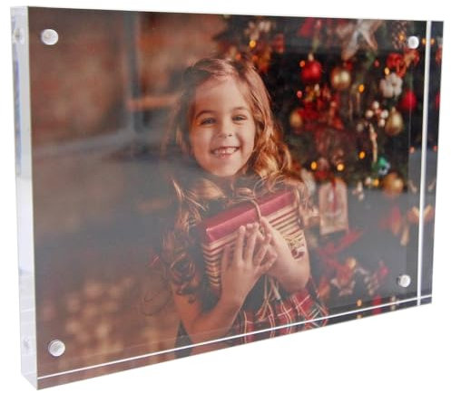 Adventa Cadre Photo en Acrylique 13 x 18 cm - Simple Face - avec Bloc Photo magnétique et Transparent - sans Cadre - pour Art et Impression