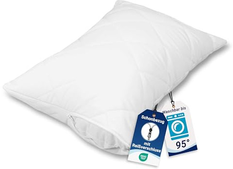 ZOLLNER gesteppter Kissenschutz in 40x60 cm – atmungsaktiver Schonbezug mit Reißverschluss - Baumwollmix - waschbar bis 95°C - Hotelqualität - Oeko Tex® Zertifiziert